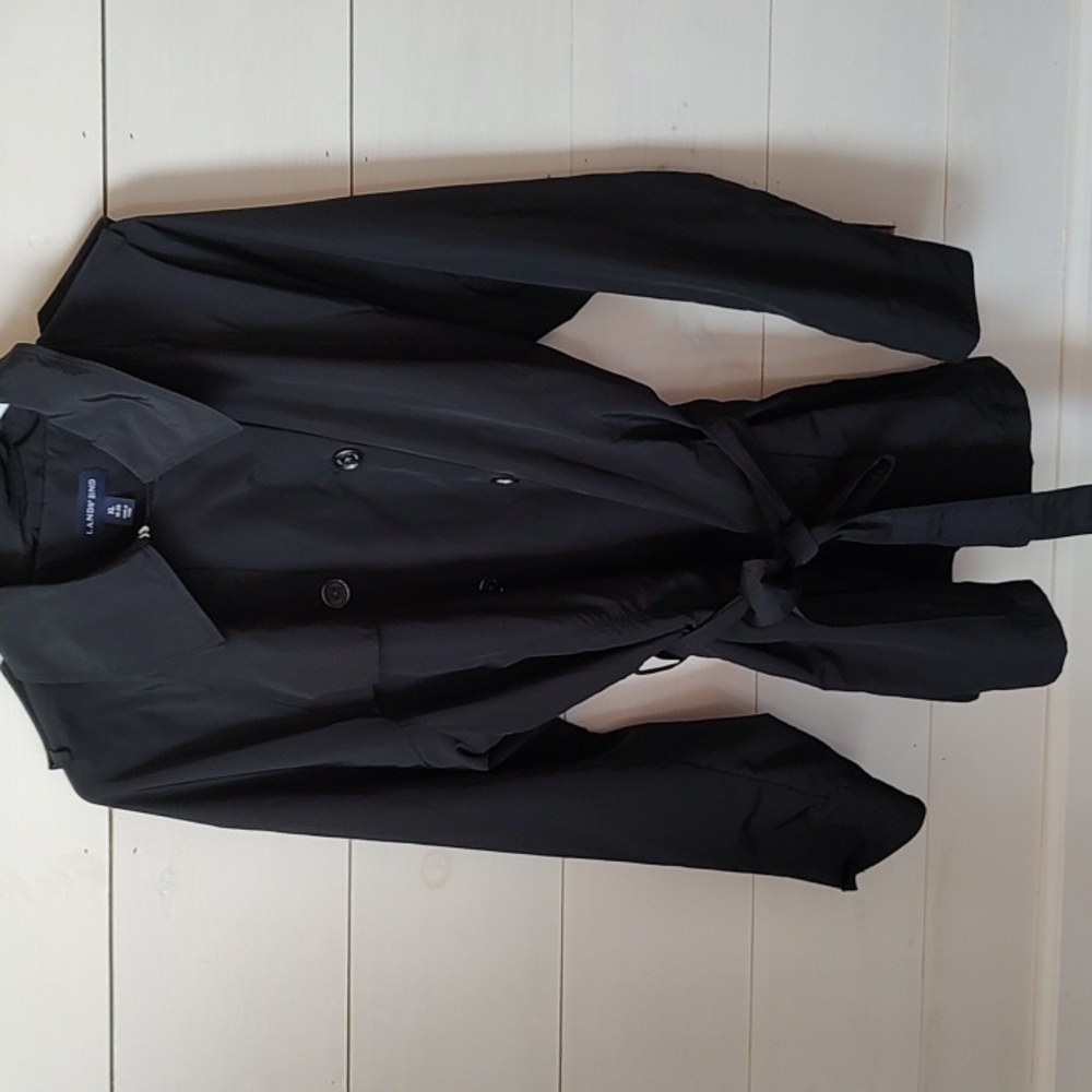 NEW! Land's End Black Rain Coat Trench Size XL 18 20